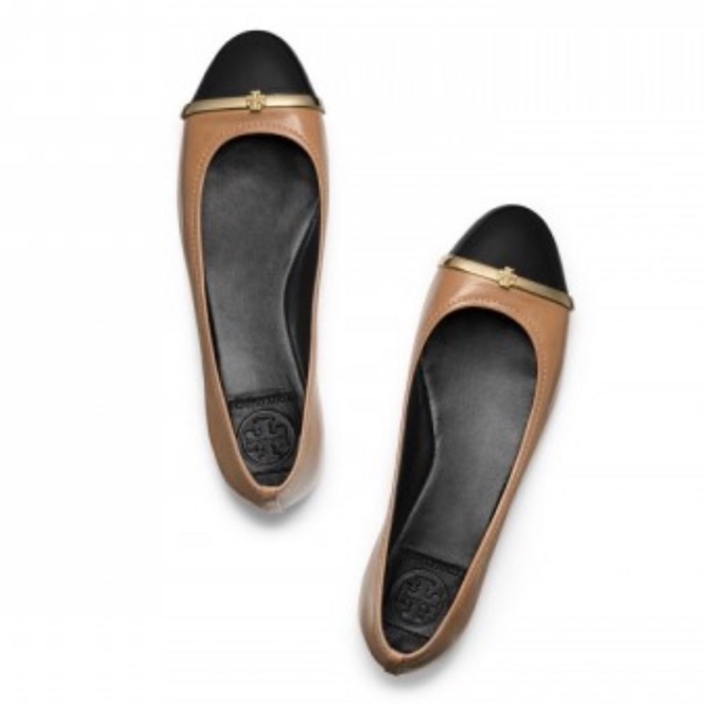 TORY BURCH Pacey Driver Flats Beige/Black Size 7.5